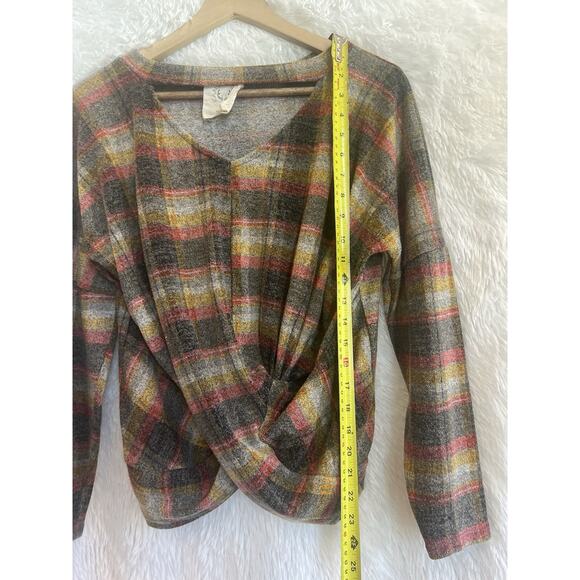 Fantastic Fawn Womens Plaid Boho Criss Cross Top Size M Grunge Indie Western - Picture 10 of 11
